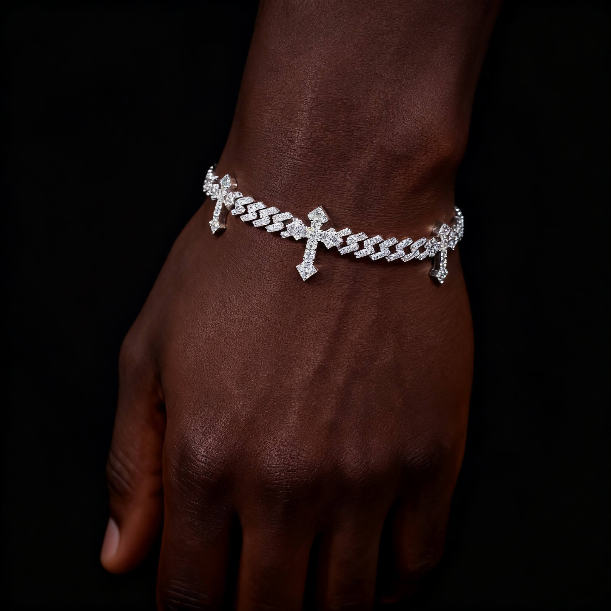6MM Single Row VVS Moissanite Cuban Chain with 13mm Cross Link