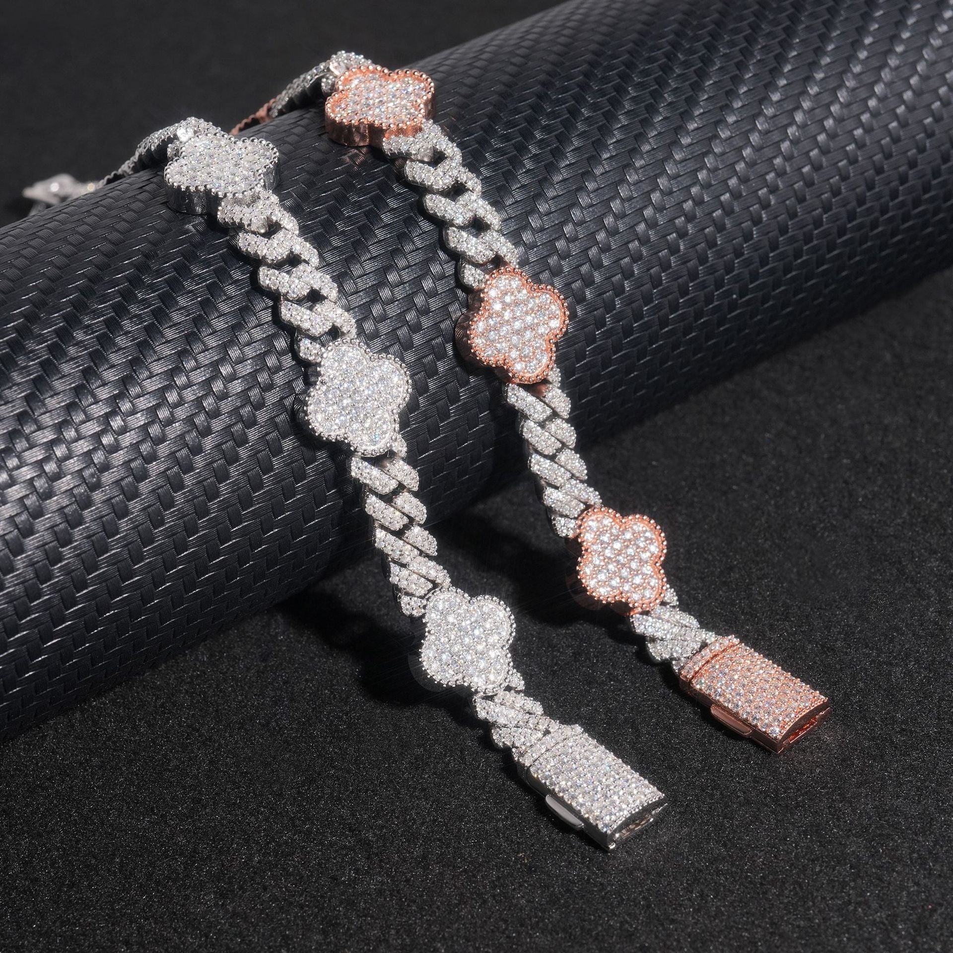 8MM Four-leaf Clover VVS Moissanite Cuban Link Chain