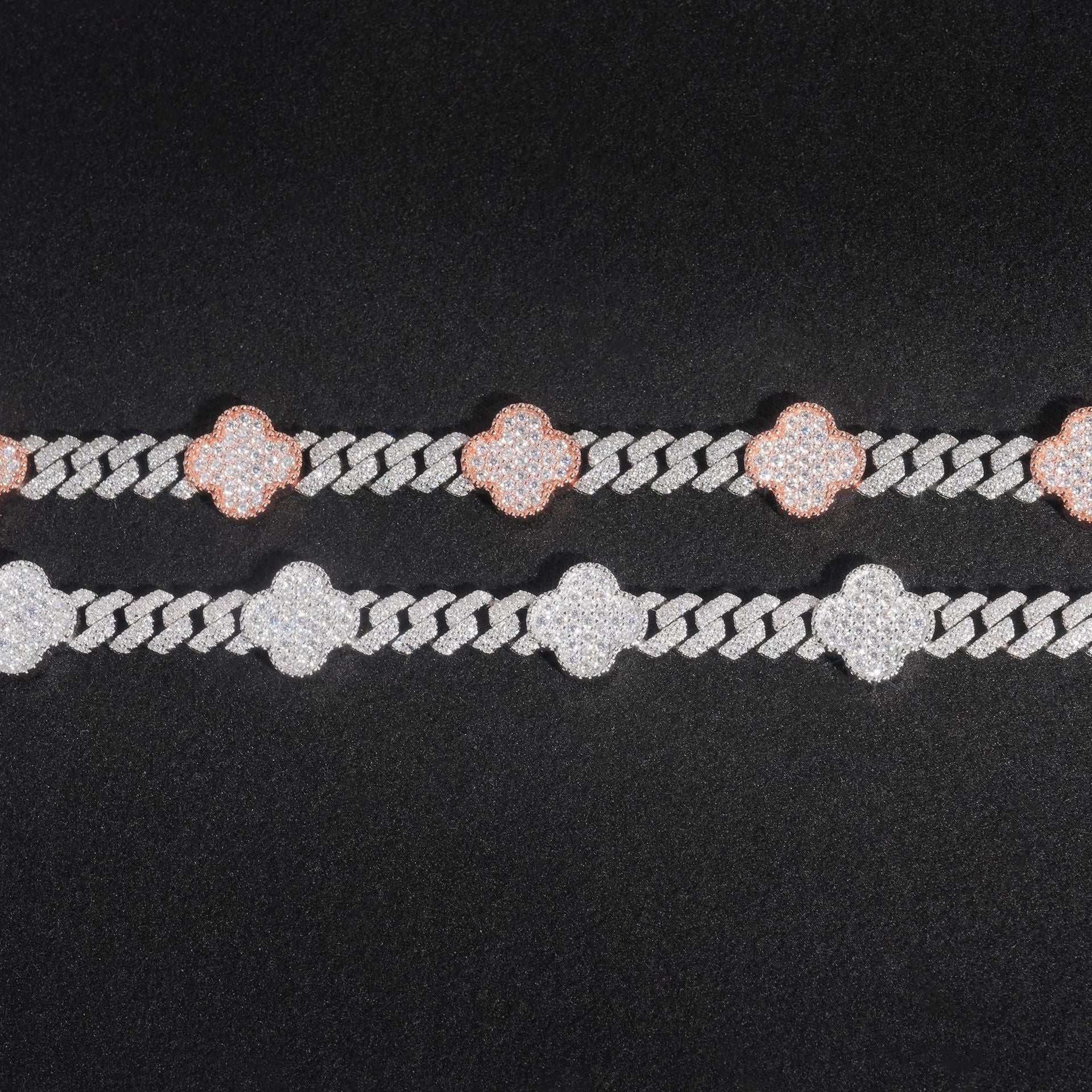 8MM Four-leaf Clover VVS Moissanite Cuban Link Chain