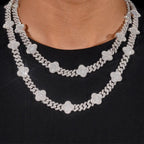 8MM Four-leaf Clover VVS Moissanite Cuban Link Chain