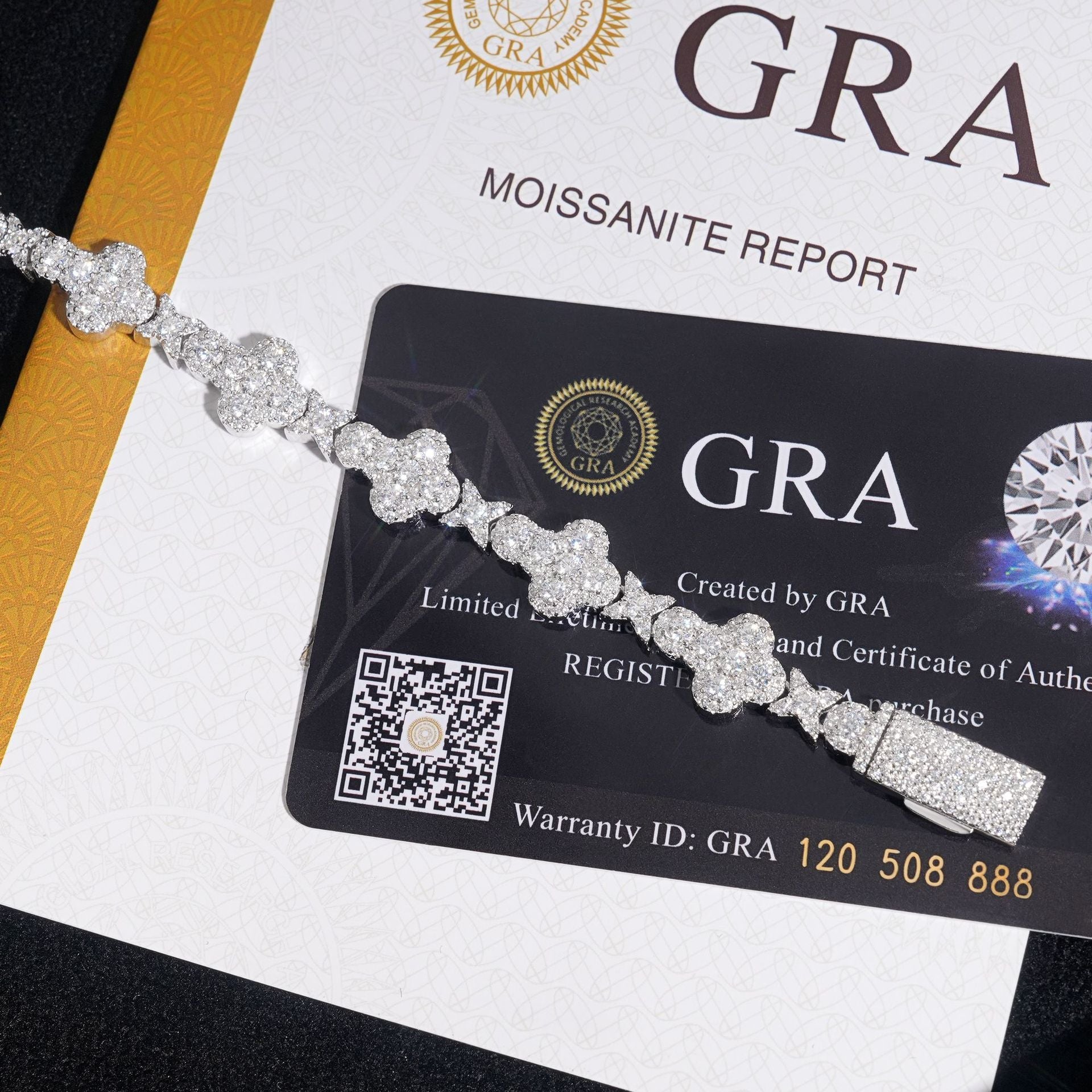 10MM 13MM S925 Silver Iced Out Clover VVS Moissanite Diamond Cuban Chain Bracelet