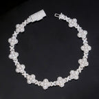 10MM 13MM S925 Silver Iced Out Clover VVS Moissanite Diamond Cuban Chain Bracelet