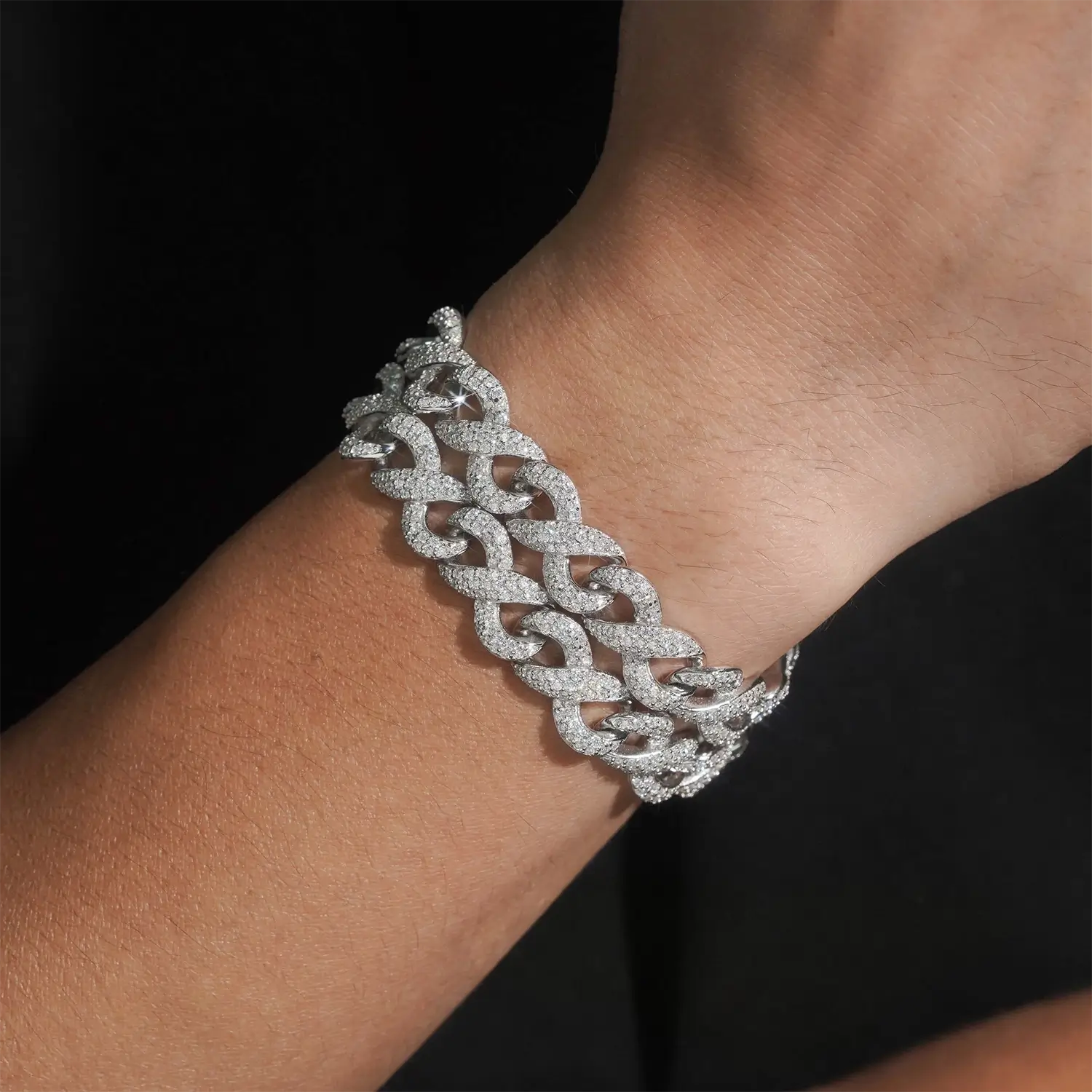 10MM S925 Silver Infinity  VVS Moissanite Cuban Chain Bracelet Main image