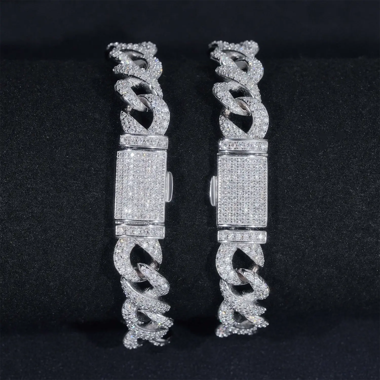 10MM S925 Silver Infinity  VVS Moissanite Cuban Chain Bracelet