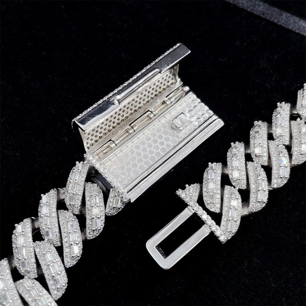 18MM Rise Rectangular Stone VVS Moissanite Cuban Link Chain