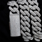 18MM Rise Rectangular Stone VVS Moissanite Cuban Link Chain