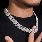 18MM Rise Rectangular Stone VVS Moissanite Cuban Link Chain