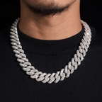 18MM Rise Rectangular Stone VVS Moissanite Cuban Link Chain