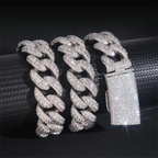 20MM Round Stone VVS Moissanite Miami Cuban Link Chain Necklace