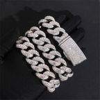 20MM Round Stone VVS Moissanite Miami Cuban Link Chain Necklace