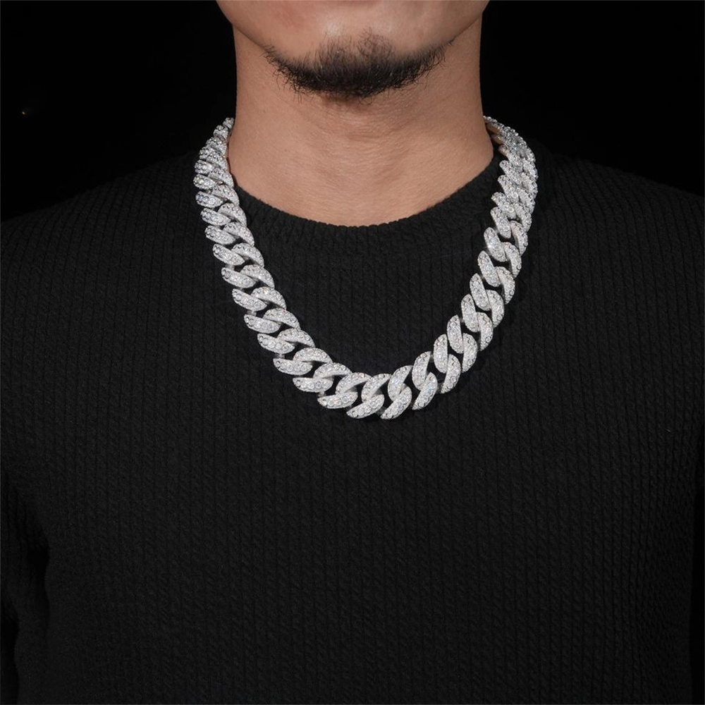 20MM Round Stone VVS Moissanite Miami Cuban Link Chain Necklace Main image
