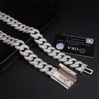 20MM Round Stone VVS Moissanite Miami Cuban Link Chain Necklace