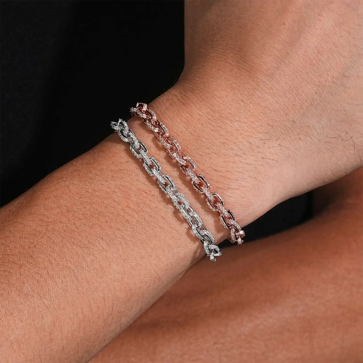 5.2MM Small Iced Out Square Rolo VVS Moissanite Cuban Chain Bracelet Main image