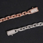 5.2MM Small Iced Out Square Rolo VVS Moissanite Cuban Chain Bracelet