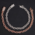 5.2MM Small Iced Out Square Rolo VVS Moissanite Cuban Chain Bracelet