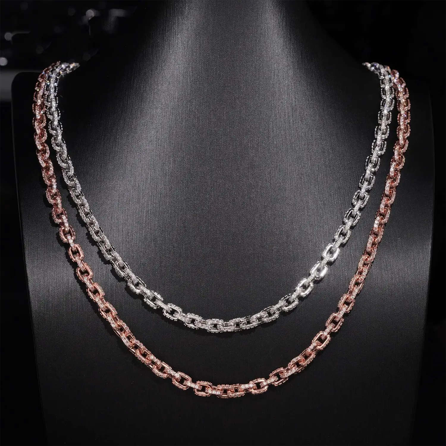 5.2MM Small Iced Out Square Rolo VVS Moissanite Cuban Chain Bracelet