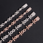 9.7MM S925 Silver Infinity Cross Cuban Link Chain Bracelet