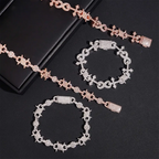 9.7MM S925 Silver Infinity Cross Cuban Link Chain Bracelet