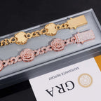 16.5MM S925 Silver Infinity Link Rose VVS Moissanite Cuban Chain Bracelet
