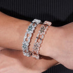 13.5MM S925 Silver Six-leaf Clover Colorful VVS Moissanite Cuban Link Chain Bracelet