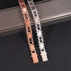 13.5MM S925 Silver Six-leaf Clover Colorful VVS Moissanite Cuban Link Chain Bracelet