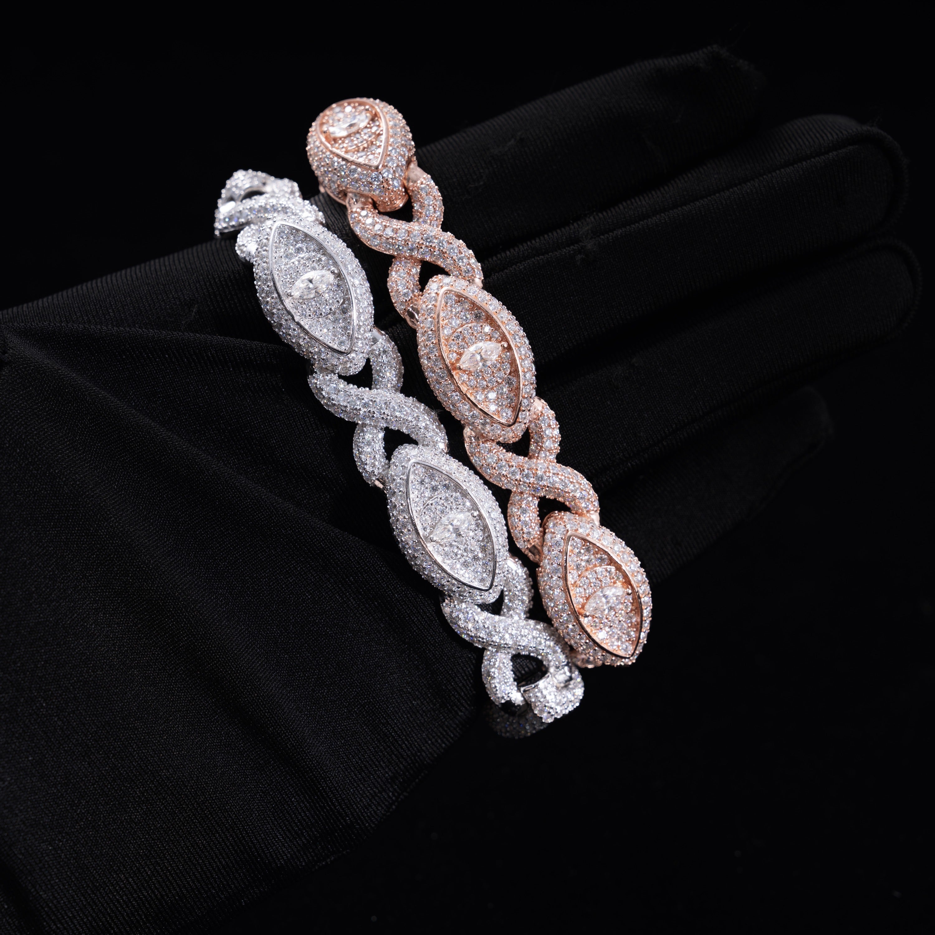 13MM S925 Silver Evil Eye Infinity VVS Moissanite Cuban Link Chain Secondary image