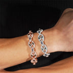 15MM S925 Silver Marquise Cut Hiphop Infinity VVS Moissanite Cuban Link Bracelet