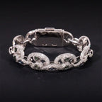 15MM S925 Silver Marquise Cut Hiphop Infinity VVS Moissanite Cuban Link Bracelet