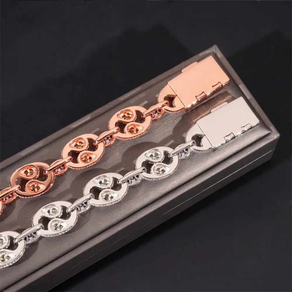 15MM S925 Silver Marquise Cut Hiphop Infinity VVS Moissanite Cuban Link Bracelet