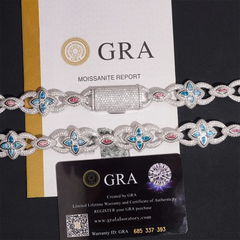 20mm Four-leaf clover Moissanite Jewelry Cuban Link Bracelet