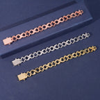 13MM S925 Silver Four-leaf Clover Infinity VVS Moissanite Cuban Link Chain