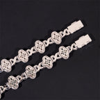 18MM S925 Silver Four-leaf Clover Infinite VVS Moissanite Cuban Chain Bracelet