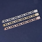 13MM S925 Silver Four-leaf Clover Infinity VVS Moissanite Cuban Link Chain