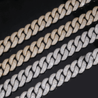 20MM 4 Rows of Stones Cuban Link Chain Bracelet Necklace