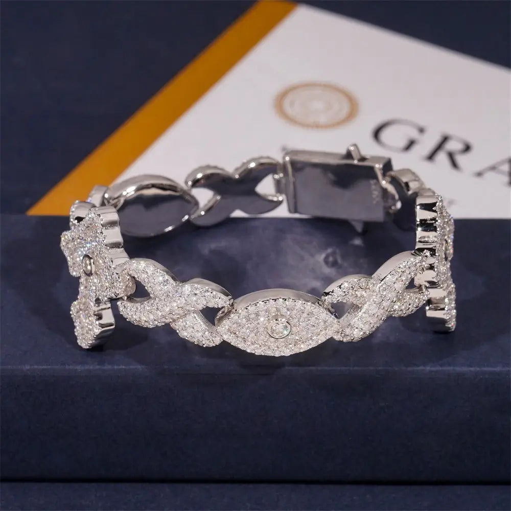 GL Infinity Eyes Cross Iced Out Moissanite Diamond Cuban Link