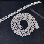 10MM S925 Silver Baguette VVS Moissanite Miami Cuban Link Chain