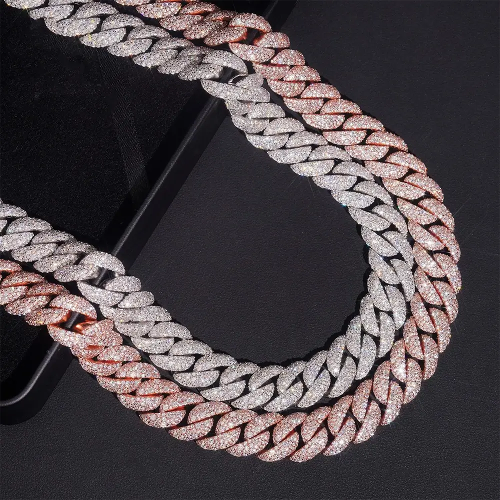 15mm 3 Rows Miami Moissanite Cuban Link Chain