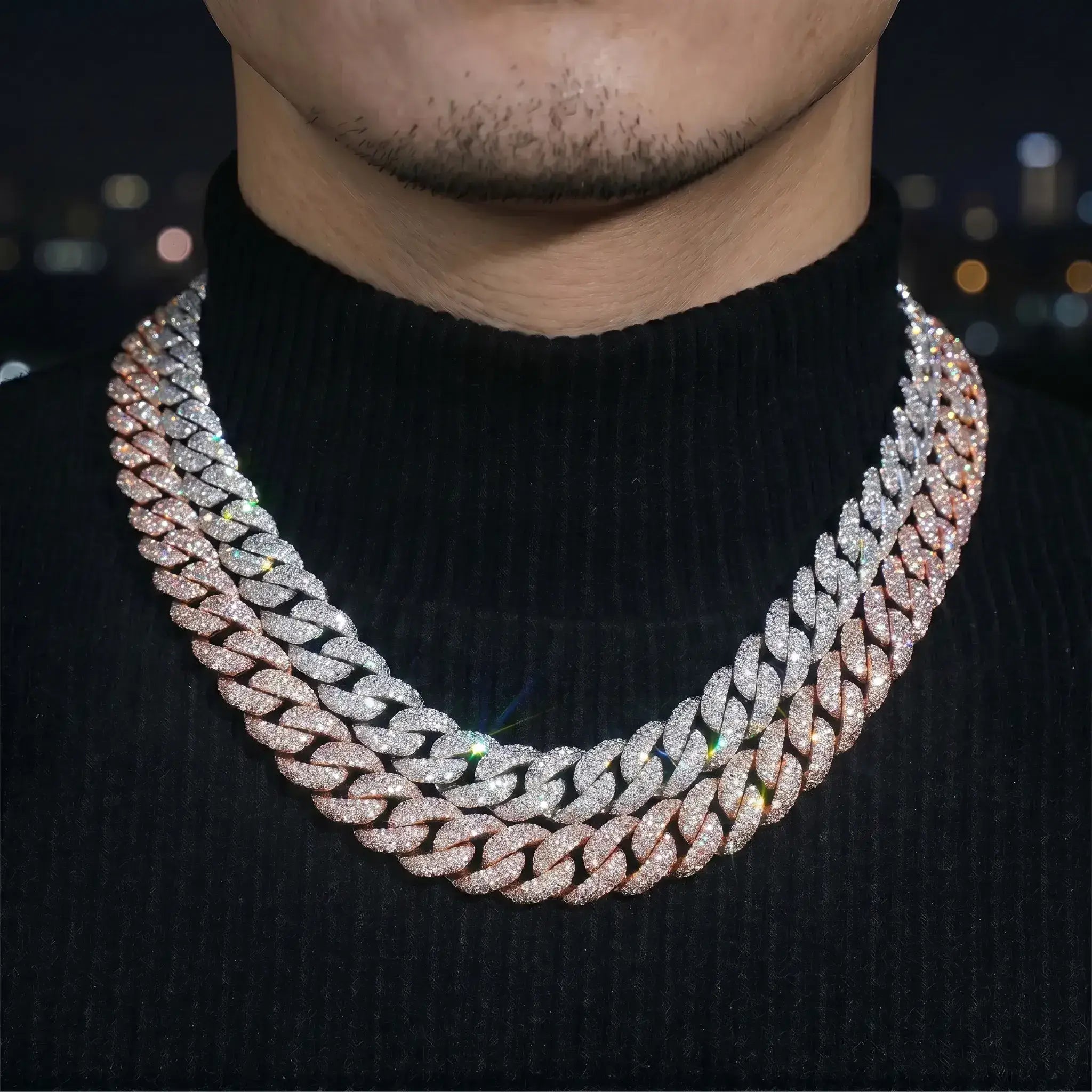 15MM S925 Silver 3 Rows Miami VVS Moissanite Cuban Link Chain Main image