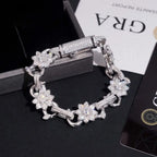 13MM Flower Infinity VVS Moissanite Cuban Link Bracelet
