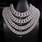2026 New Mosaic Setting S925 Silver VVS Moissanite Cuban Link Chain Necklace