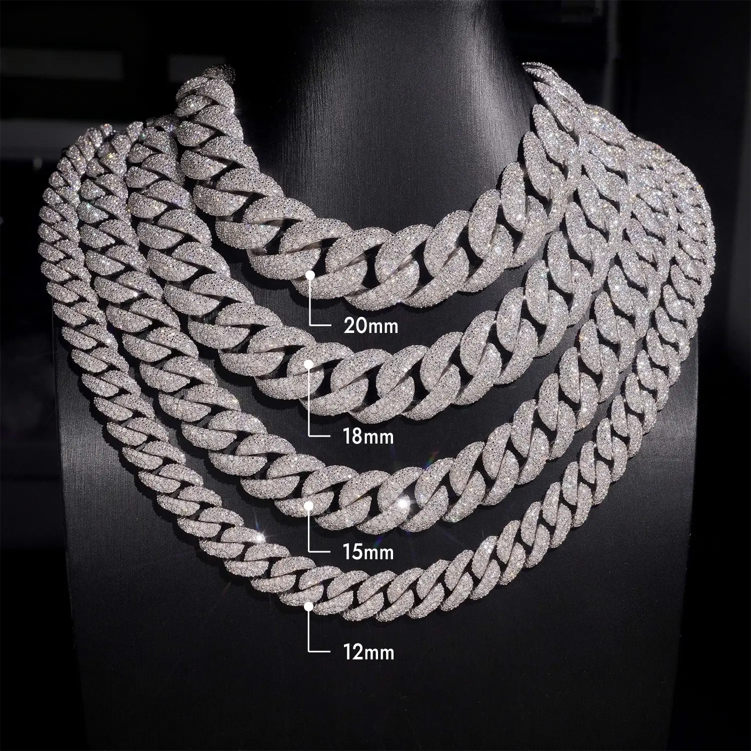 2026 New Mosaic Setting S925 Silver VVS Moissanite Cuban Link Chain Necklace Main image