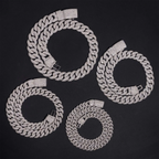 2026 New Mosaic Setting S925 Silver VVS Moissanite Cuban Link Chain Necklace
