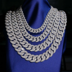 2026 New Mosaic Setting S925 Silver VVS Moissanite Cuban Link Chain Necklace