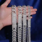 2026 New Mosaic Setting S925 Silver VVS Moissanite Cuban Link Chain Necklace