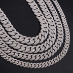 2026 New Mosaic Setting S925 Silver VVS Moissanite Cuban Link Chain Necklace