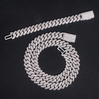 15MM S925 Silver 3 Rows VVS Moissanite EDG Cuban Link Chain
