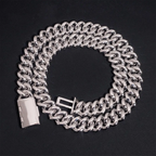 15MM S925 Silver 3 Rows VVS Moissanite EDG Cuban Link Chain
