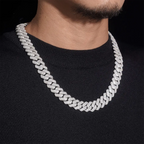 15MM S925 Silver 3 Rows VVS Moissanite EDG Cuban Link Chain