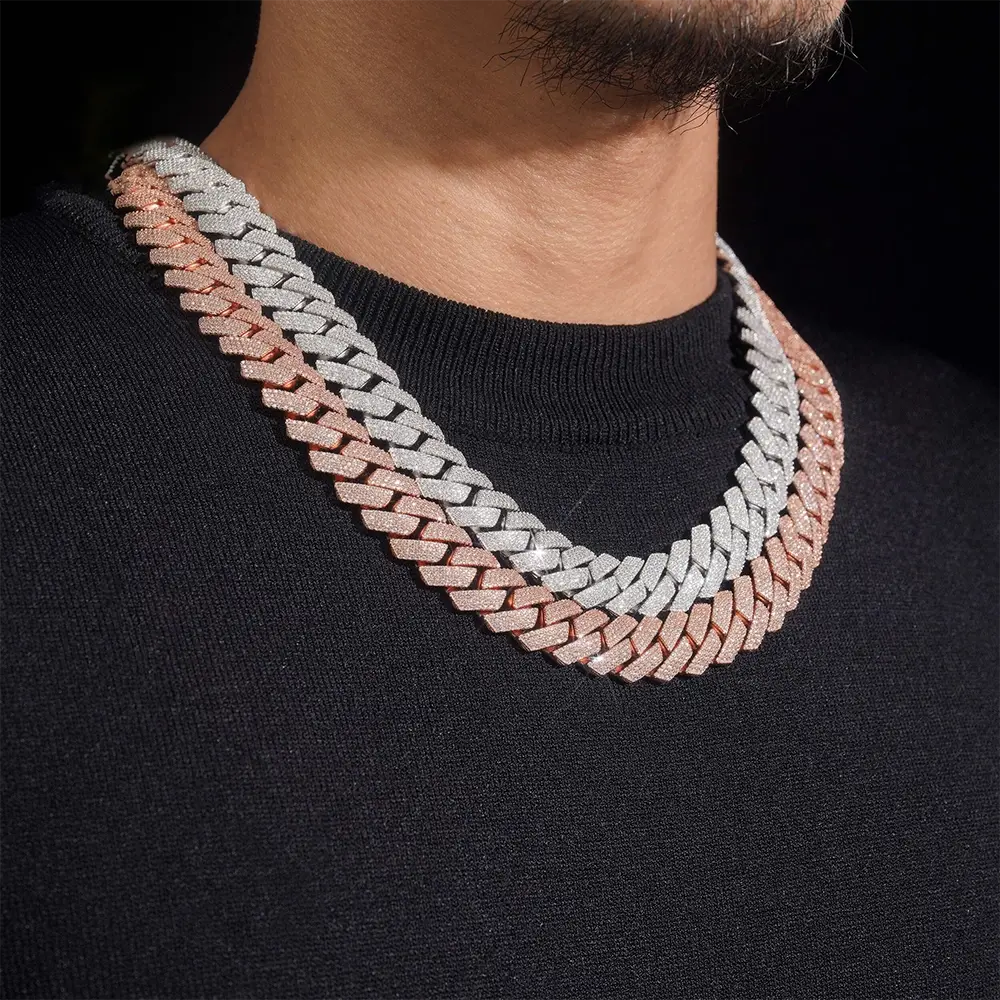 15mm 4 Rows EDG Moissanite Cuban Link Chain