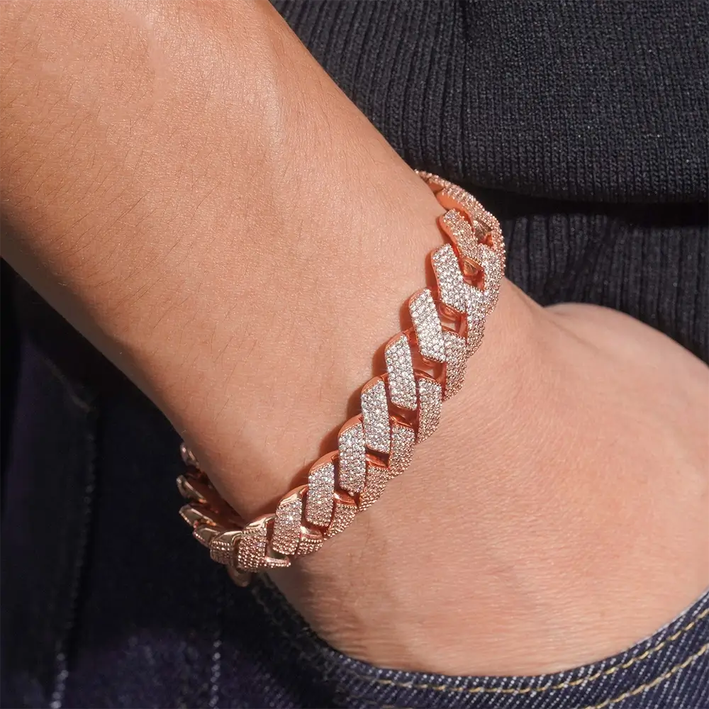 15mm 4 Rows EDG Moissanite Cuban Link Chain